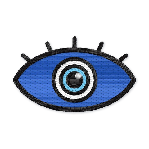 Stickdatei mit einem blauen Nazar-Auge mit Wimpern und weiß-hellblauer Iris